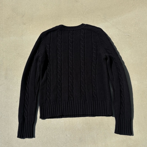 J. Crew Men's Black Cable Knit Crewneck Sweater Size M - Picture 2 of 3